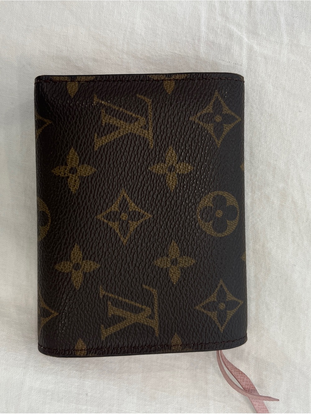 Authentic Louis Vuitton Brown Monogram Victorine Compact Wallet with Pink Trim - Picture 8 of 14